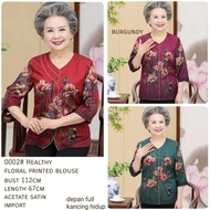 0002 Cny Healthy Floral Printed Blouse Baju Lansia Baju Ibu Baju Nenek