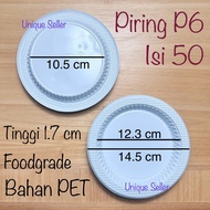 [Contents 50] Medium Plastic Plate P6 Size 6 PET TX Disposable Fruit Plate Snack Snack Rujak Peanut 