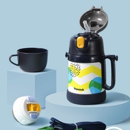 【孔雀Peacock】400ML 耐衝擊底座 兩用兒童不鏽鋼保溫杯-海軍藍