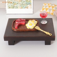 widefiling 1Set Dollhouse Simulated Steak Red Wine Glass Pasta Kit Model Dollhouse Kitchen Food Deco