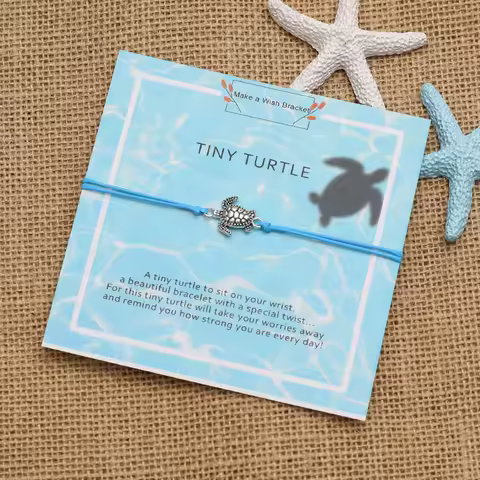 Turtle Wish Bracelet Turtle Charm Boho Beach Bracelet Meaningful Turtle Jewellery for Women Men Sea 