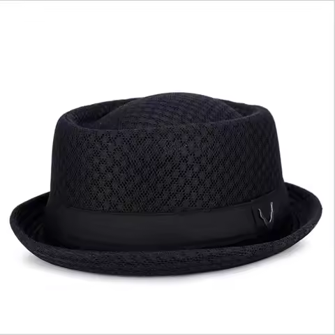 New Breathable Hat England Mesh Flat Straw Hat Retro England Jazz Foldable Sun Hats Panama Casual Pa
