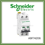 SCHNEIDER #A9F74206 IC60N CIRCUIT BREAKER 6A 2P 10KA,C CURVE