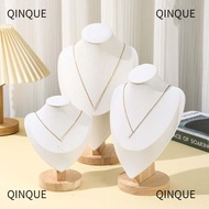 QINJUE Jewelry Storage Rack,  Show Necklace Display Rack,  Wooden Suede Display Model Necklace