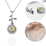Sunflower Ladies Necklace Fashionable Openable Cinnabar Pendant Perfume Bottle Jewelry Essential Oil