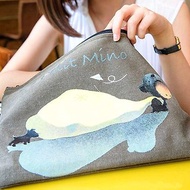 橫式手作包袋 Mino插畫拉鍊袋 手拿包 化妝包 收納隨身雜物包