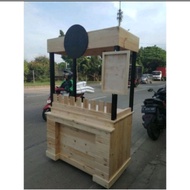 gerobak jualan booth kayu jati Belanda murah booth minimalis