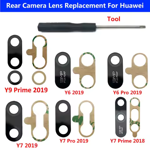1Pcs，NEW Camera Glass For Huawei Y5P 2020 Y6 Pro Y7 Pro 2019 Y9 Y7 Prime 2018 2017 Rear Back Camera 