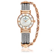 Charriol นาฬิกาข้อมือผู้หญิง รุ่น ST TROPEZ ICON WATCH ROSE GOLD PVD, STEEL CABLE, 8 DIAMONDS BEZEL AND WHITE MOP