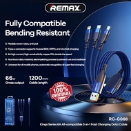 Remax 3in1 Super Fast Charging 66W 3 In 1 Data Cable Charger Android Micro USB A Type C Kabel Laptop