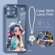 Case For iPhone 16 Pro Max Soft Case 16Plus With Lens Film Shockproof Phone Casing 2in1[Cute girl] S