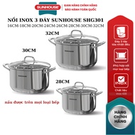 SUNHOUSE 3-Bottom Stainless Steel Pot SHG301-18CM TO SHG301-32CM