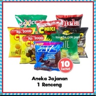 Snack Snacks Rentengan chiki/twist/qtela/chitato/jetz/maxicorn 1 pack contains 10 packs
