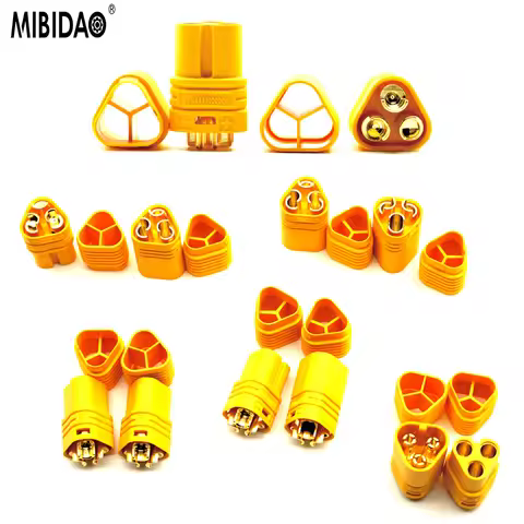 MIBIDAO 20/10/5/2/1 Pairs 3.5mm MT60 Connector Plug Adapter 3-pin Bullet Plug For RC Model Battery C