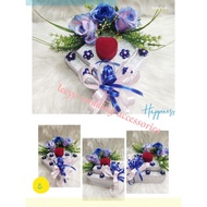 Gubahan bekas cincin risik/tunang/nikah - single ring( baby blue + light pink )