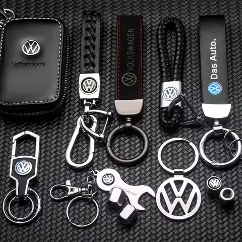 For Volkswagen Jetta MK6 Golf 5 6 7 Passat 3B7 601 171 B5 B6 B7 1Pc Metal Leather Ring Key Chain Car