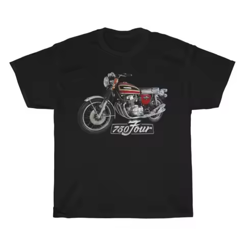 Honda Men's and Women's T-shirt Summer Cotton Tee Honda CB750 Four Cyl Short-sleeved Spring and Autu