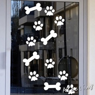 Pet Shop Decoration Window Sticker Glass Door Puppy Footprint Bone Wall Sticker