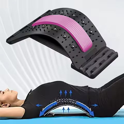 Back Lumbar Soothing Device Massages Muscle Relaxation, Adjust Up and Down To Stretch and Massage Th