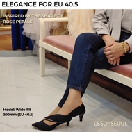 【CESO SEOUL】 Rosee Heel Premium Lambskin Pumps (5cm) - Comfortable Office Shoes for Extended Sizes E