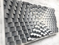 幾何灰白色藝術品 - 3D 吸音板 - 簡約牆壁裝飾