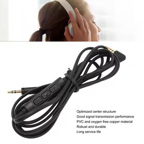 Replacement Headphone Cable with Mic Remote Volume Control for Sennheiser HD4.40 HD4.40BT HD4.50 HD4