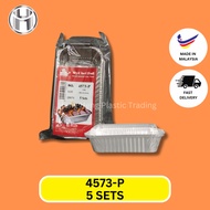 4573-P ALUMINIUM FOIL TRAY WITH LID / BAKE CONTAINER - 5 PCS PER PACK