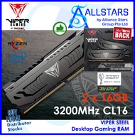 Patriot Viper Steel 32GB (2x16GB) DDR4 3200MHz CL16 Gaming RAM Kit (PVS432G320C6K)