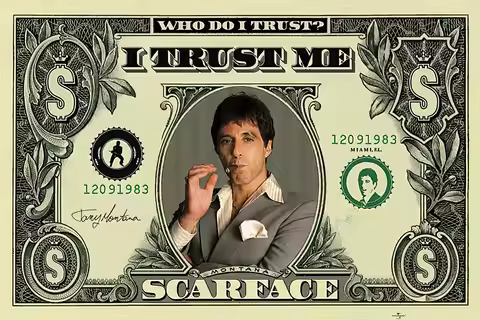 Scarface On $ Bill Movie Art Picture Print Silk Poster Home Wall Decor