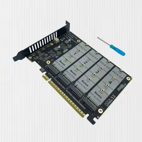 M.2 NVME SSD To PCIE 5.0 4.0 3.0 16X Expansion Card M.2 SSD GEN5 GEN4 4 Port M2 M Key Adapter For 22