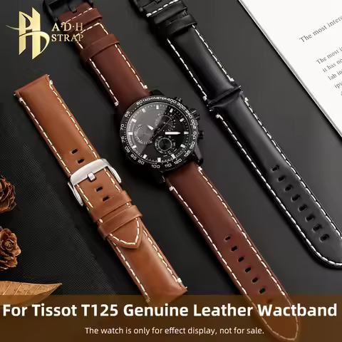 Men's Leather Watch with Accessories For Tissot Sport T125617A Genuine Leather Watch strap 22MM Equa