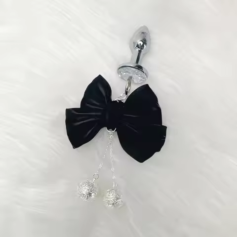 XXS Small Size Metal Anal Plug with Bells for Women Couples Cosplay Games Butt Plug Toys with Bow An