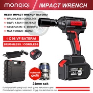 Brushless Impact Tool 98V Cordless Electric Impact Wrench Bor impek pembuka baut motor / Bor impek pembuka baut motor Cordless Impact Wrench high torsi Brushless impact Baterai 98Volt 98Vf 2 Baterai/Untuk melepas dan memasang baut ban Baut mesin CVT