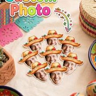 12/24/48pc Custom Sombrero Hat Face Stickers,Personalized Mexican Fiesta Decals,May 5th & Taco Party