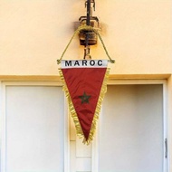 1pc, Morocco Flag, Triangle MA MAR 9.8x5.9in 25x15cm Banner, Car Rearview Mirror Decor Fringed Hangi