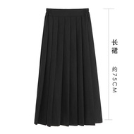 JK Uniform A-line Skirt - Elastic Waist, Pleated, Black, Plus Size