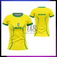 BRAZIL JERSEY Wanita | NEWEST BRAZIL FOOTBALL JERSEY | BRAZIL CUSTOM NAME T-SHIRT
