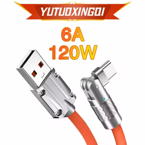 Usb Type C Charging Cable 180 Degree Rotating Elbow Zinc Alloy Fast Charging Data Cable 6a Fast Char
