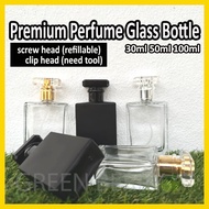 30ml 50ml premium square glass perfume spray bottle transparent thick glass fragrance Botol Sembur M