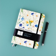 Floral Dotted Notebook 160gsm Thick Paper Elastic Band B6 Hard Cover Bujo Dot Grid Journal