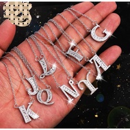 GOLD STAR Iced Out Inital Letters Pendant Necklace for Women's Silver Jewelry