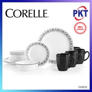 Corelle 16pc/24pc Livingware Dinnerware Set [Cusco] | Dining Set Pinggan Mangkuk | Black White Retro