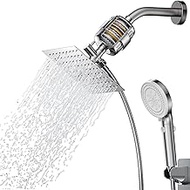 Filtered Shower Head 20 Stage Shower Filter 8″ Rain Shower Head with Handheld Showerhead Combo for Hard Water Detachable 5 Modes High Pressure Shower with 60" Stainless Steel Hose &amp; Holder, Chrome