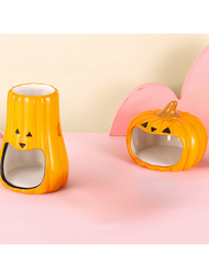 1入創意陶瓷南瓜式寵物飲水瓶，小型陶瓷寵物屋，為倉鼠放置的香薰蠟燭裝飾