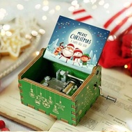 Christmas Music Box2023Christmas Gift Wooden Rotating Hand Hand Gift Small Gift Creative Birthday Gift