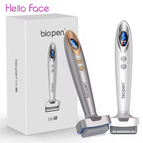 Bio Pen Bio6 Derma Stamp With 2 Roller Heads, LED Red/Blue Light, 5 EMS Levels, Microneedle Stamp 0.