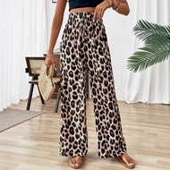 2025 Leopard Print Casual Pants Women Straight Pants Trendy Wide Leg Long Pants bgt924.8