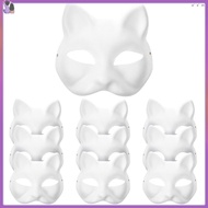 10pcs Paintable Masks DIY White Masks Cat Face Paper Pulp Masks Masquerade Props Cosplay Accessories  ouxuanmei