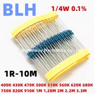 10PCS Metal Film Resistor 0.25W 1/4W 0.1% 400K 430K 470K 500K 510K 560K 620K 680K 750K 820K 910K 1M 
