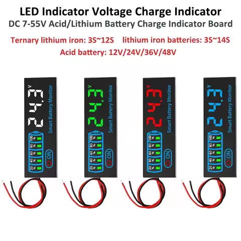 3S-12S 3S-14S DC7-55V Battery Level Indicator 12V 24V 36V 48V 18650 Lipo Lithium Battery Capacity B